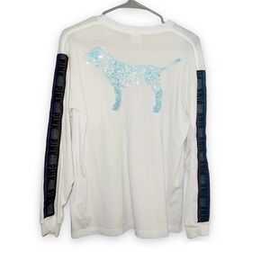 PINK VS Bling Long Sleeve Campus Tee, size XS